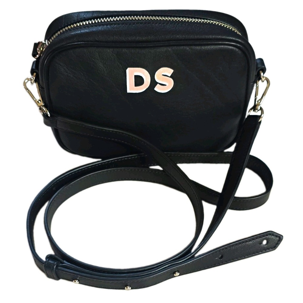 Leatherology Black Pebble Leather Meadow Camera Bag - Personalized "DS"